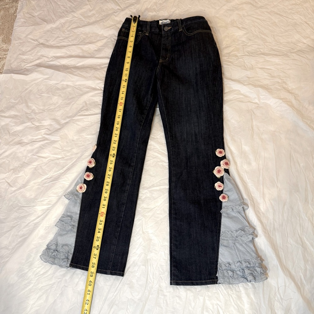 Black Flare Jeans with Decorative Side Embellishments